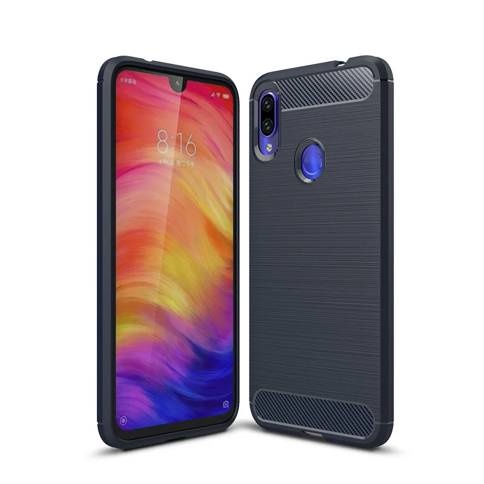 Синий Силиконовый чехол для Xiaomi Redmi Note 7 6 5 4X Redmi 7A 7 6A 5A 4X5 плюс 6 Pro углеродное волокно кисть TPU чехол для телефона Redmi Note 7 Чехол для мобильного телефона - Цвет: Синий