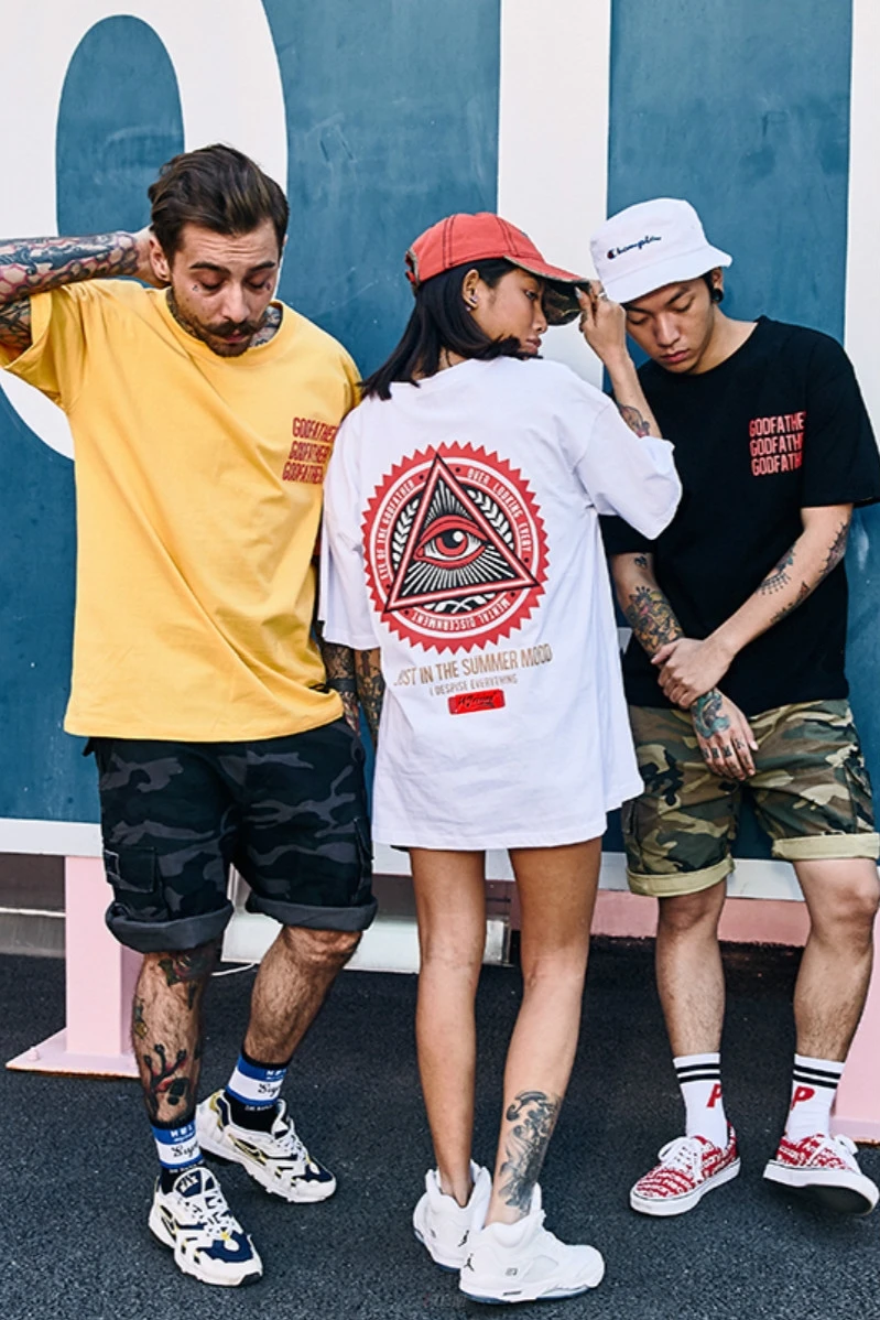 Футболка REM мужская с геометрическим треугольным глазом Повседневный хлопковый