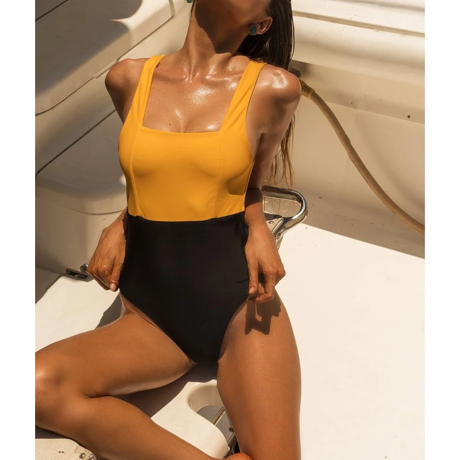 

One Piece Swimsuit Women 2021 Swimwear Sexy Patchwork Bathing Suit Women Swimming for Beachwear Monokini High Waist Swimsuits