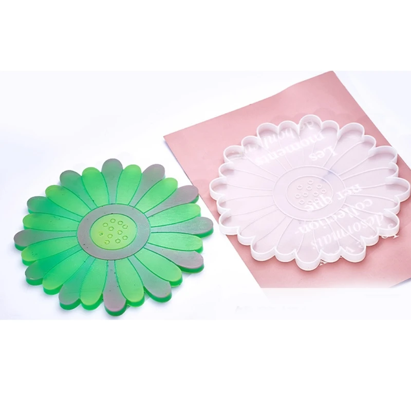 

5 Pcs Daisy Tray Coaster Epoxy Resin Mold Cup Mat Mug Pad Silicone Mould DIY Crafts Jewelry Faux Agate Slices Home Decortaion Ca