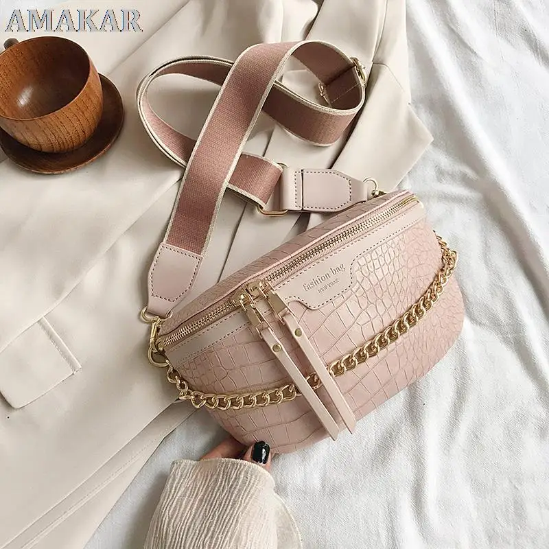

Retro Waist Bag PU Leather Fanny Pack Shoulder Bag Ladies Alligator Pattern Waist Pack Women Belt Bag Multifunctional Chest Bag