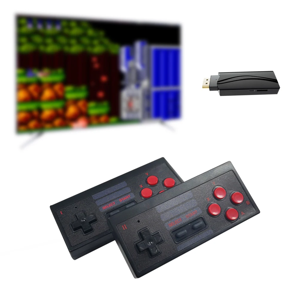 Классическая игровая мини-консоль 628 встроенных игр видеоприставка с двумя