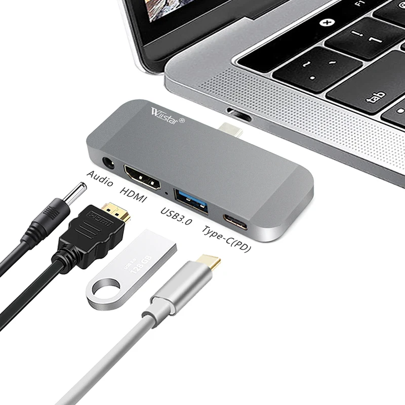 USB C концентратор Тип Thunderbolt 3 док станция 4 в 1 адаптер ключ комбинированный с 0 DP
