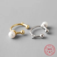 korean version 925 sterling silver pearl zircon earrings ear buckle women ear clip fashion jewelry girlfriend birthday gifts