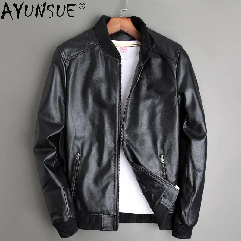 

Куртка AYUNSUE мужская из натуральной воловьей кожи, бейсбольное пальто, одежда для осени, 100%