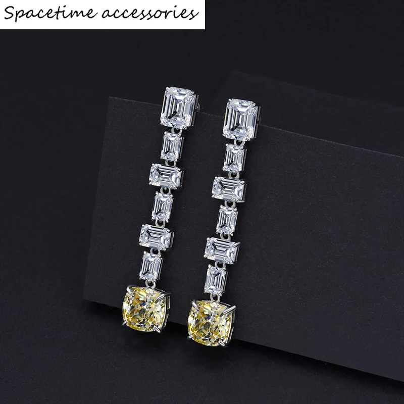 

EarringLuxury 925 Sterling Silver Created Moissanite Citrine Gemstone Drop Dangle Women Earrings Sparking Fine Jewelry Wholesale