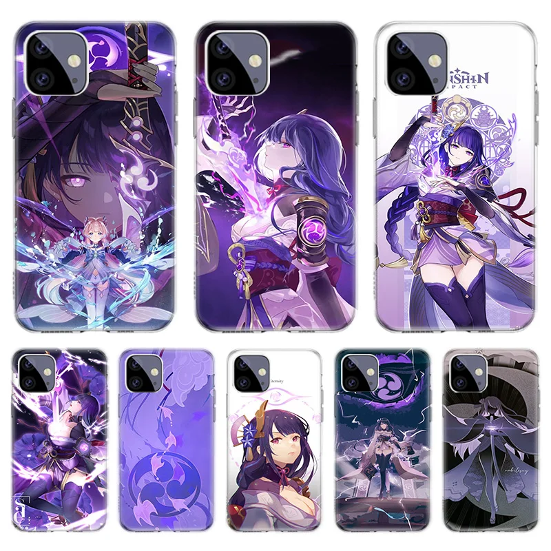 

Genshin Impac Raiden Shogun Silicone Case For Apple iPhone 12 11 Pro Mini X XR XS Max SE 2020 7 8 6 6S Plus 5 5S Cover