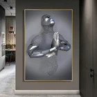 Современная металлическая скульптура, настенная Картина на холсте, абстрактные постеры и принты, Мужская статуя, картина для гостиной, Декор