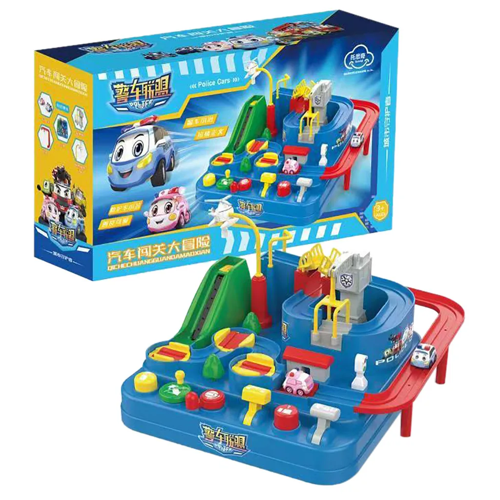 

Kids Car Adventure Game Education Railcar Eco-Friendly Baby Adventure Toy Car Macaron Color Table Games Boy and Girl Puzzle toys