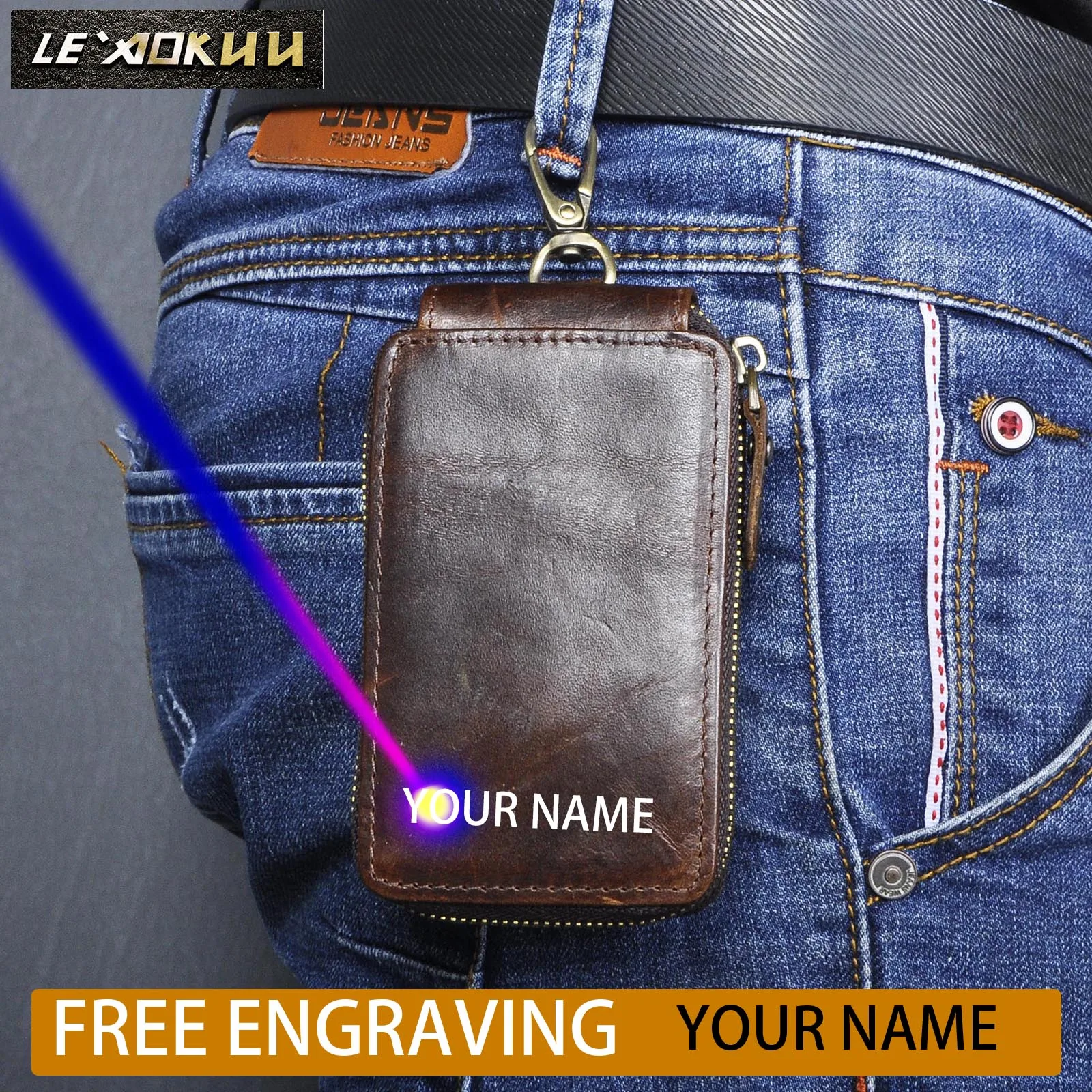 Чехол-кошелек ручной работы из кожи Крейзи Хорс на молнии | Багаж и сумки