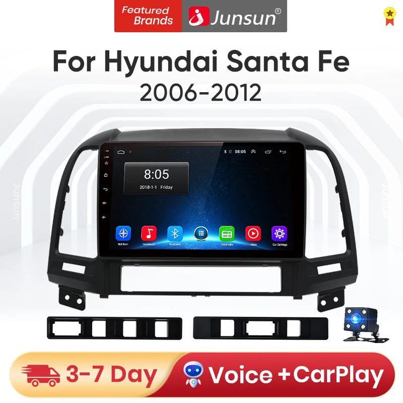 Junsun V1 4G + 64G Android 10 2din Авторадио pantalla для Hyundai Santa Fe 2007 2006 2012 bluetooth|Автомагнитолы| |