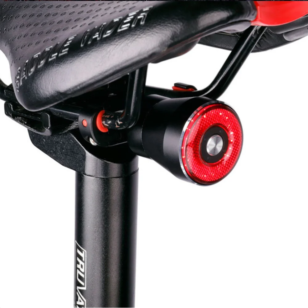 

Bike Safety Light Sensor Taillight Smart Waterproof Bicycles Warning Light Rechargeable Night Riding Lamp Accessories (Black)