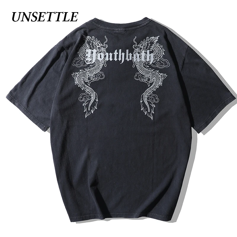 UNSETTLE 2020SS Harajuku Мужская/женская футболка с принтом старого Wash летняя уличная