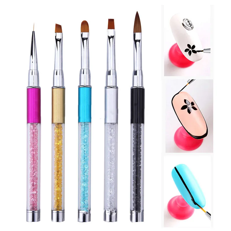 

5 Colors Choose Nail Art Brush Pen Painting Drawing Lines Acrylic Handle Brushes Gels Nail Brush for Nail 3D Tips Manicure Tools