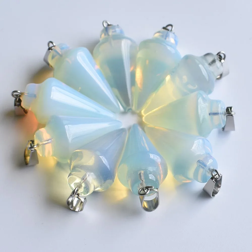 

Fashion hot selling opal stone pendulum circular Cone charms Pendants for jewelry making 10pcs/lot wholesale free
