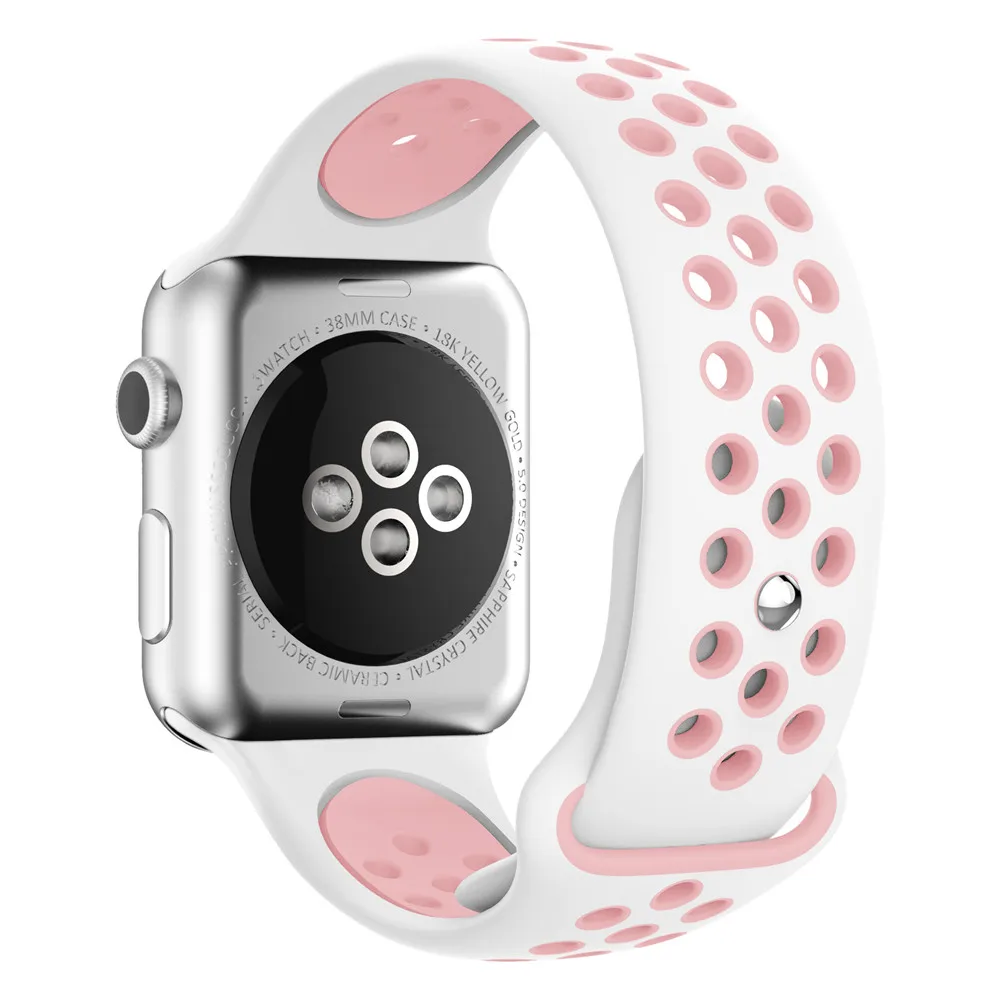 Силиконовый ремешок для Apple watch band iWatch пористый дышащий Браслет спортивный