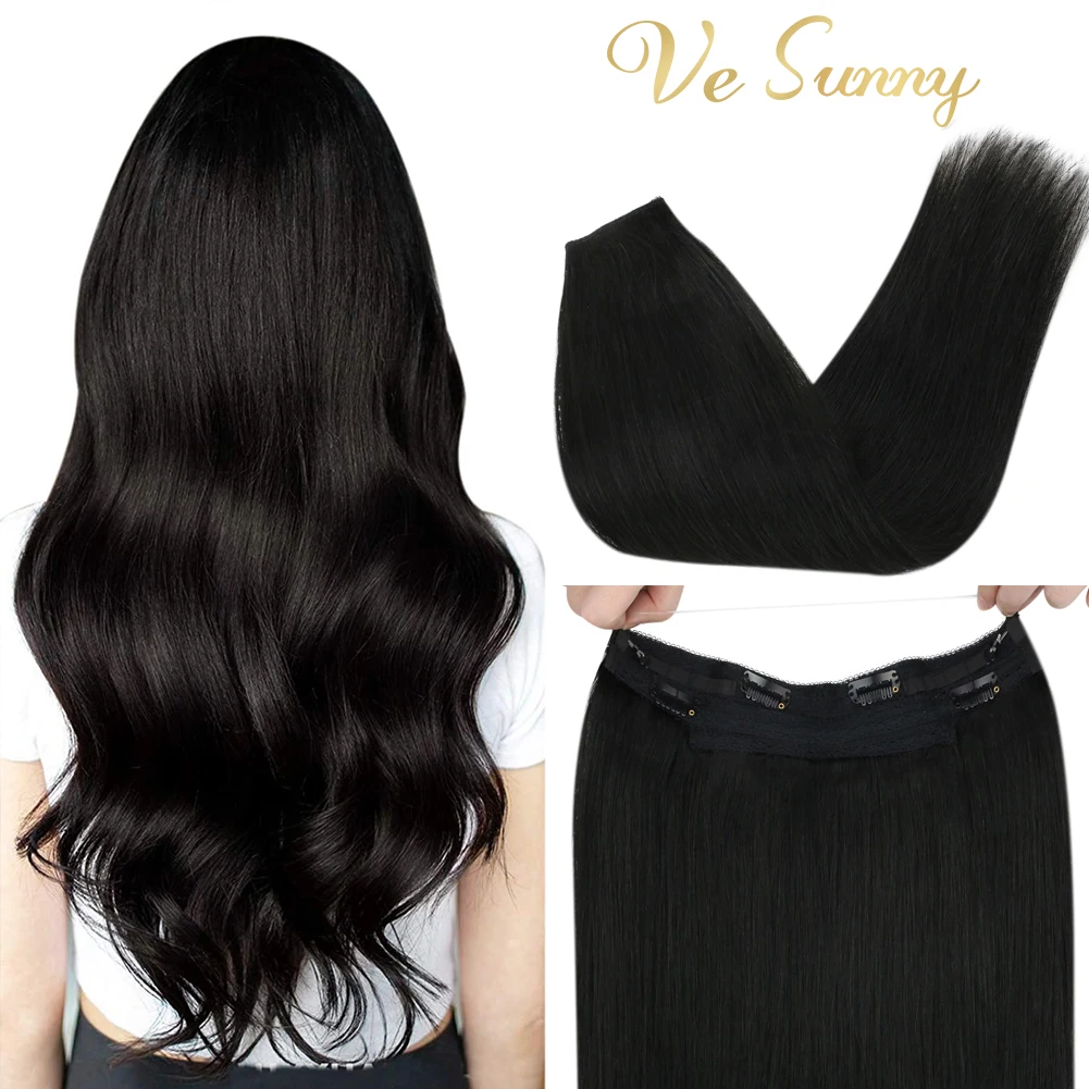 Invisíveis do Cabelo da Auréola de Vesunny Dobro do Cabelo Humano do Fio de Remy Extensões do Cabelo Extensões Trama Humano Real Nenhuma Colagem