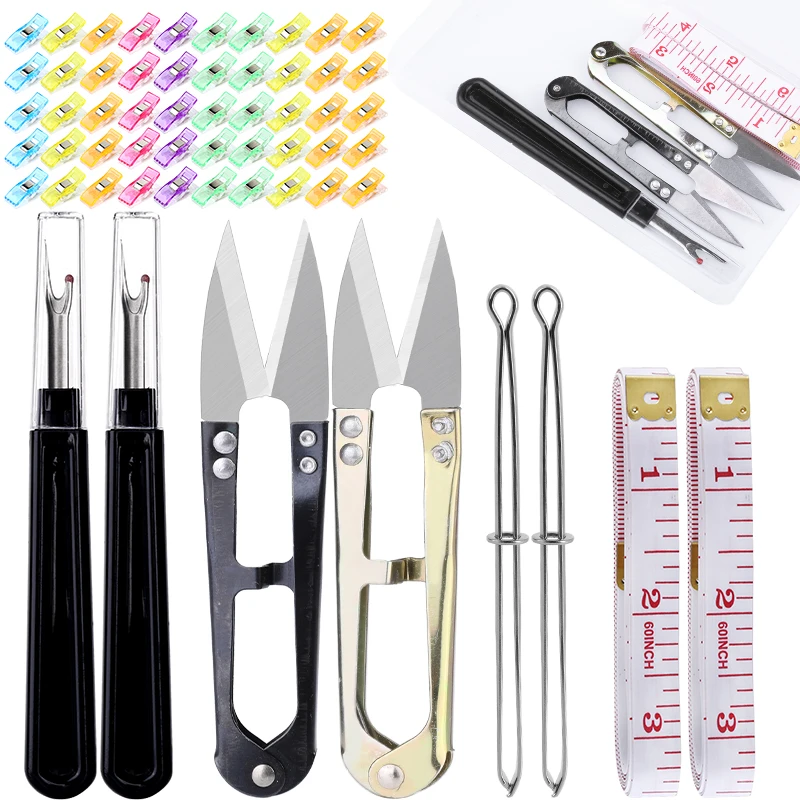 

LMDZ Hand Sewing Tools Set Seam Ripper&Tape Measure&Multicolor Sewing Clips&Trimming Scissors Sewing Accessories For Quilting