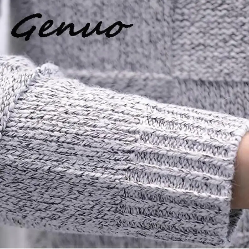 

Genuo New Cashmere Sweater Men Brand Clothing Men Sweaters Pure Color Casual Knit Shirt Autumn Wool Pullover Man High Collar XXX