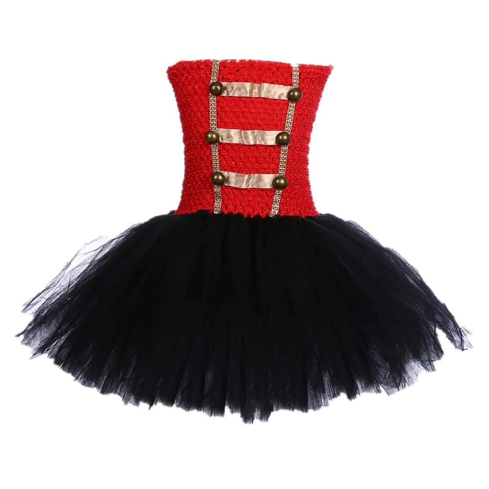 Black dress Необычные Цирк манежа Туту платье солдата костюмы в стиле "щелкунчика" утепленный ввельветовый Детский комплект красные, черные платье для дня рождения, костюм на Хэллоуин для девочки, одежда - Цвет: Black dress
