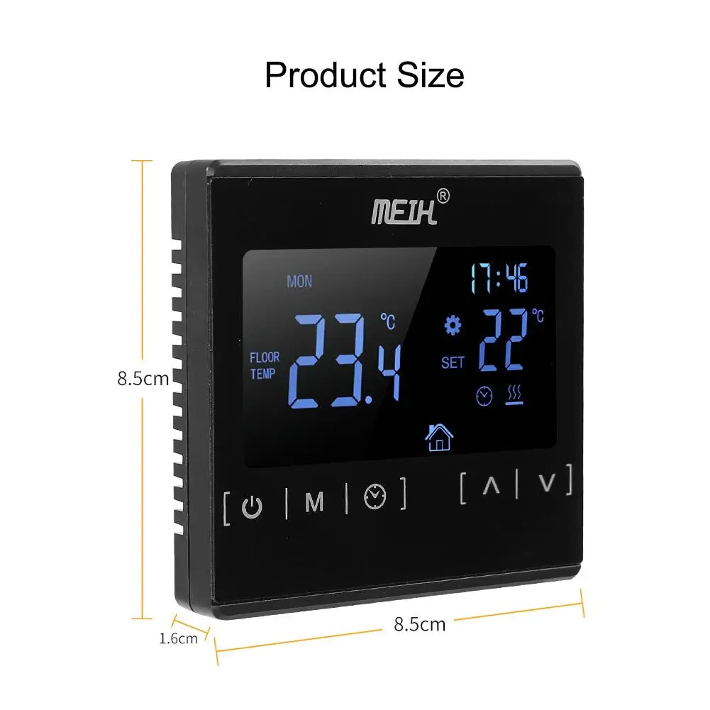 Термостат для подогрева пола с двойной температурой термостат черным сенсорным