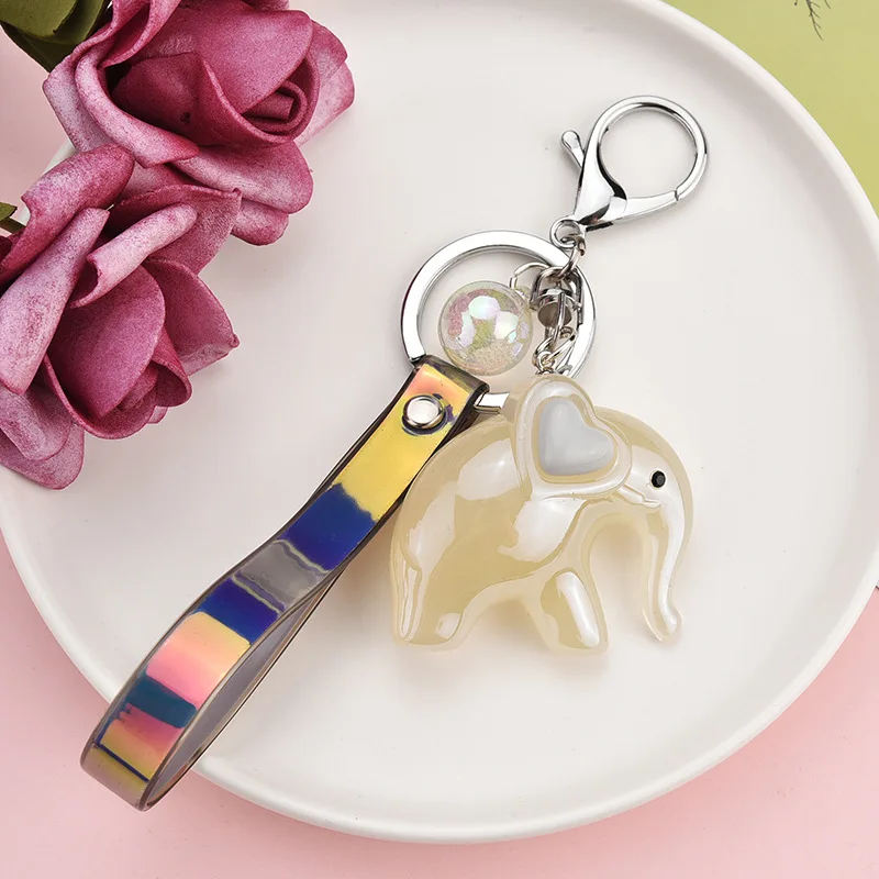 Fashion Cartoon Elephant Doll Keychain Love Girl Charm Keychain Pendant Personality Lady Backpack Mobile Phone Crystal Keychain