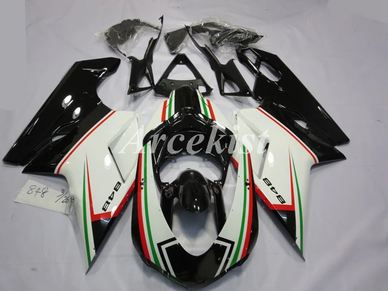 

New ABS Whole Fairings kit Fit for Ducati 848 evo 1098 1198 2007 2008 2009 2010 2011 07 08 09 10 11 Bodywork set black white