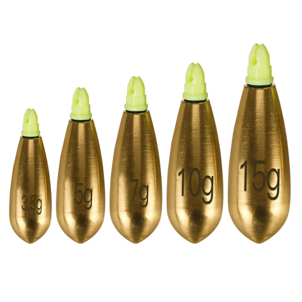

1-10pcs Luminous brass Sinker copper fishing pendant built-in steel ball 3.5g-10g pendant Texas fishing group Fishing Tools