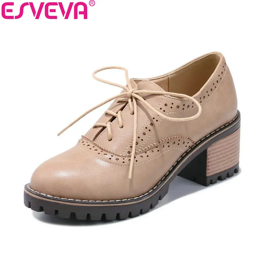 Женские туфли лодочки на шнуровке ESVEVA черные повседневные платформе 2 см с