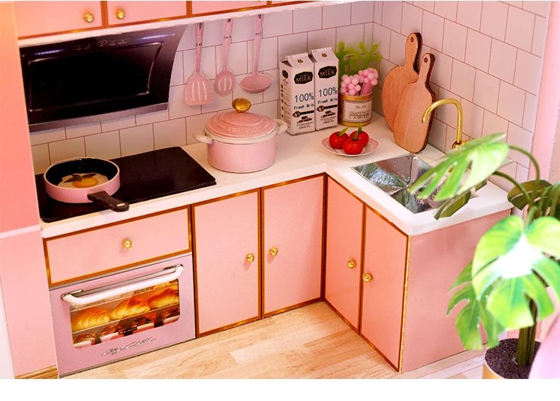 CUTEBEE DIY кукольный домик деревянные кукольные домики Миниатюрный Кукольный дом набор мебели Каса музыка светодиодные игрушки для детей подарок на день рождения M21