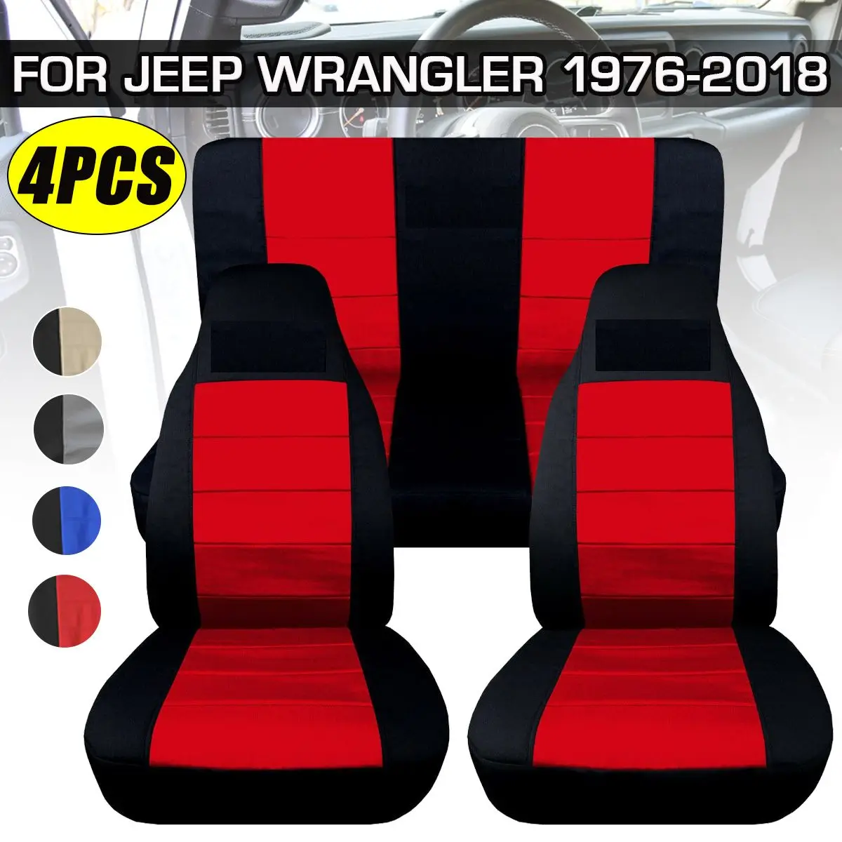 

4 шт., чехлы для передних и задних сидений для Jeep Wrangler 1976-2018