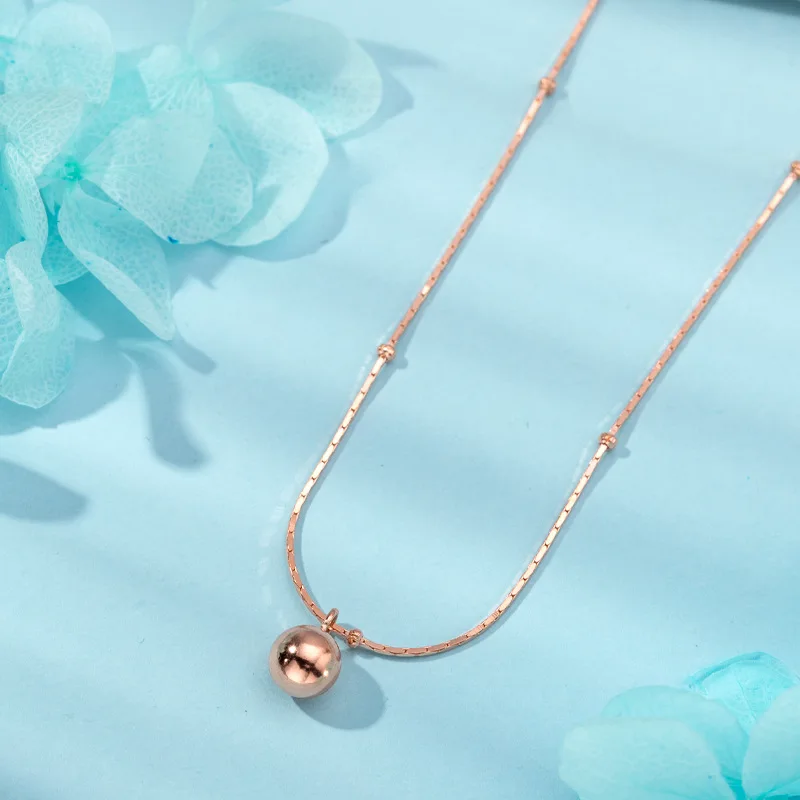 

2021 New 14K Gold Plated INS Simple Style Silver Bead Pendant Clavicle Chain S925 Sterling Silver Fashion Design Necklace