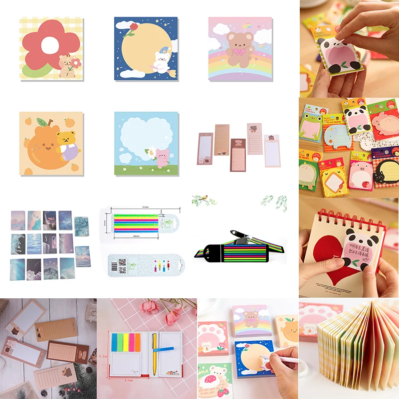 

Colorful Mini Notebook With Pen Memo Pad Hardcover Sticky Combination Trivial Book Diary Office School Notepad Random