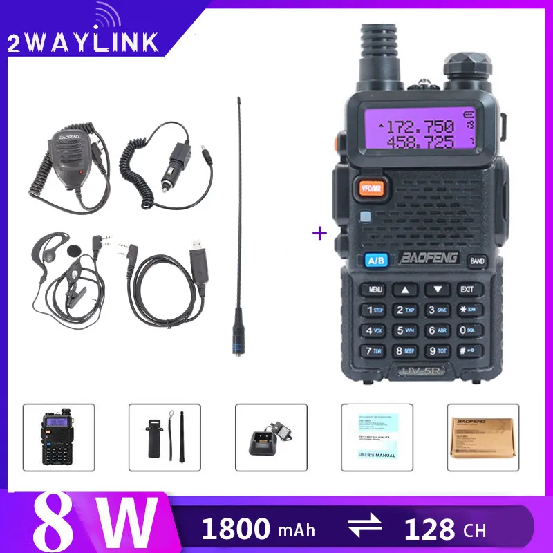 

Мощная портативная рация Baofeng UV-5R 8 Вт, дальность 10 км, радиоприемник FM uv5r, портативное радио для охоты Baofeng