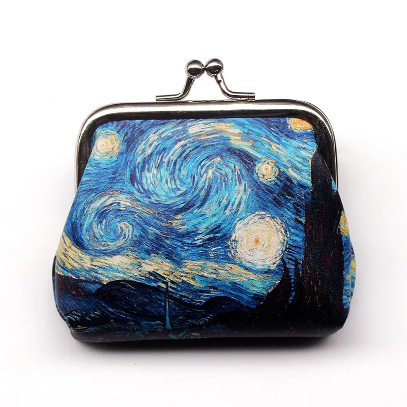 

1PC Fashion Famous Oil Printing Small Wallet For Women Landscape Flower Pattern Mini Hasp Coin Purses Money Card Handbags
