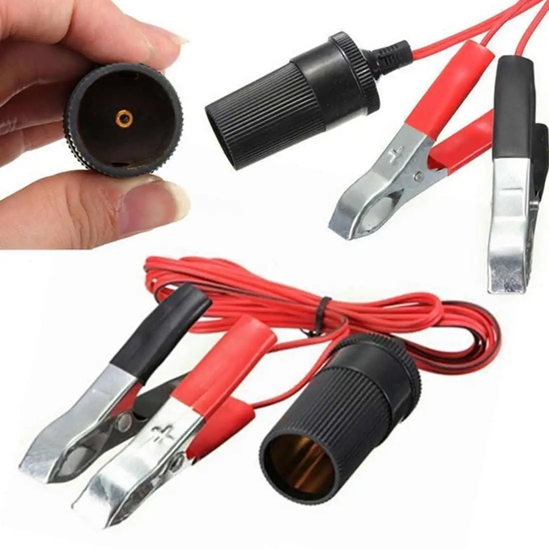 12V Clip-on Cigarette Lighter Power Socket Battery Terminal Adapter Car Plug Car Accessories
