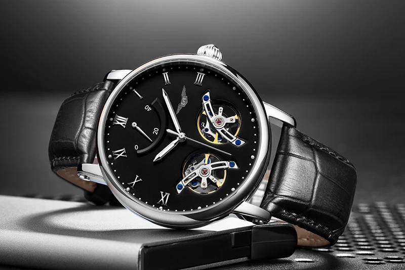 GUANQIN, двойные Tourbillon, автоматические часы, Роскошные, Relogio Masculino, водонепроницаемые, спортивные, брендовые, мужские, механические часы, наручные часы
