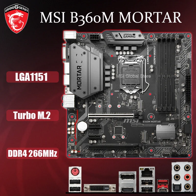 LGA 1151 MSI B360M материнская плата PCI-E 3 0 M.2 HDMI Игровая DDR4 64 Гб настольная B360 Placa-Mãe i7 i5 i3 Cpu