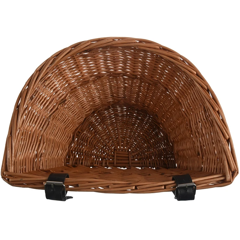 

Retro, Handmade, Wicker Bicycle Front Basket with Leather Straps