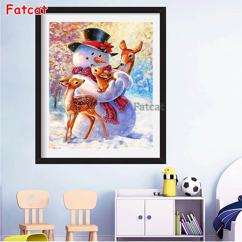 

Snowman Fawn Diamond Painting Full Square Round Drill 5D Diy Rhinestone Embroidery Cartoons Mosaic Cross Stitch Decor PP1982