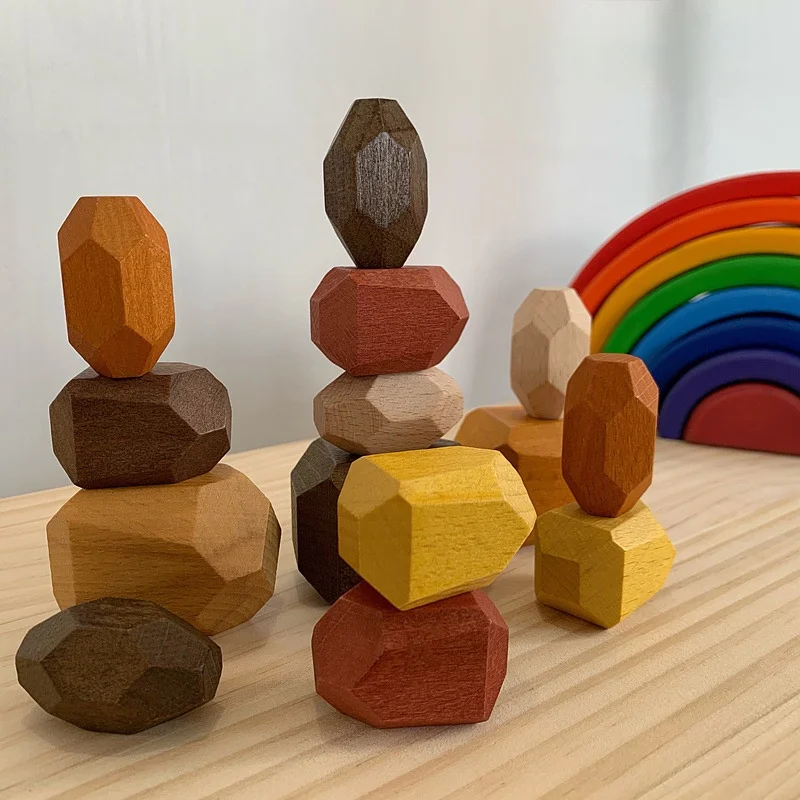 

Wooden Stacked Stone Balanced Toy Montessori Education Colorful Rainbow Block Jenga Game Nordic Style Rainbow Wooden Toy For Kid