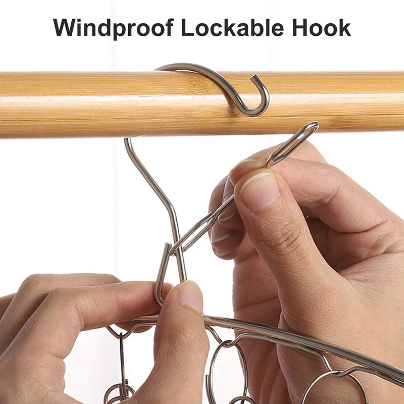 

4 Pack Stainless Steel Laundry Drying Rack Clothes Hanger with 10 Clips for Drying Socks, Towels, Diapers, Bras