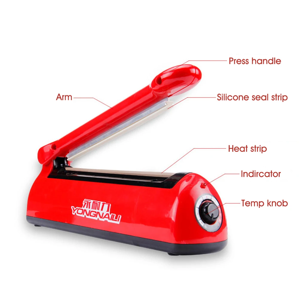

2mm/5mm Sealing Machine Plug In Electric Manual Heat Sealer 8 Temp Levels Household Packaging Machine Impulse Sealer