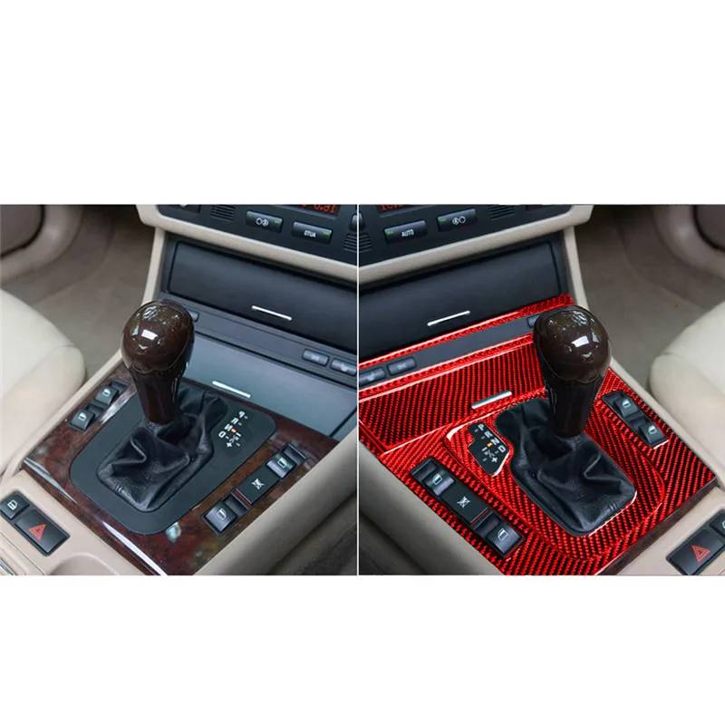 (Left-hand drive) 4pcs Carbon Fiber Gear Shift Box Panel &amp Ashtray Sticker Cover Trim For BMW E46 98-05 Auto Accessories | Автомобили и