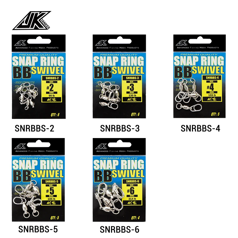 JK New Arrival pike fishing accessories Connector Pin Bearing Rolling Swivel Stainless Steel Snap Fishhook Lure Swivels Tackle