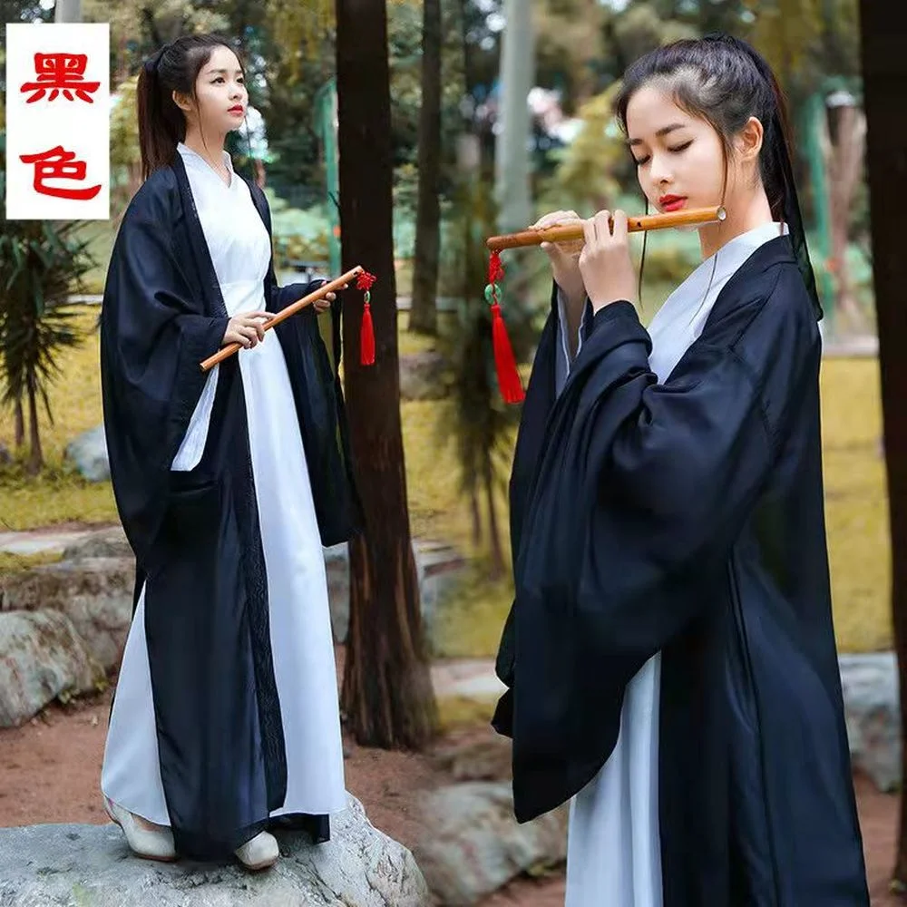 

White Black Red Ancient Chinese Crane Print Hanfu Coat Traditional Ancient Han Tang Dynasty Cloak Female Cosplay Cardigan