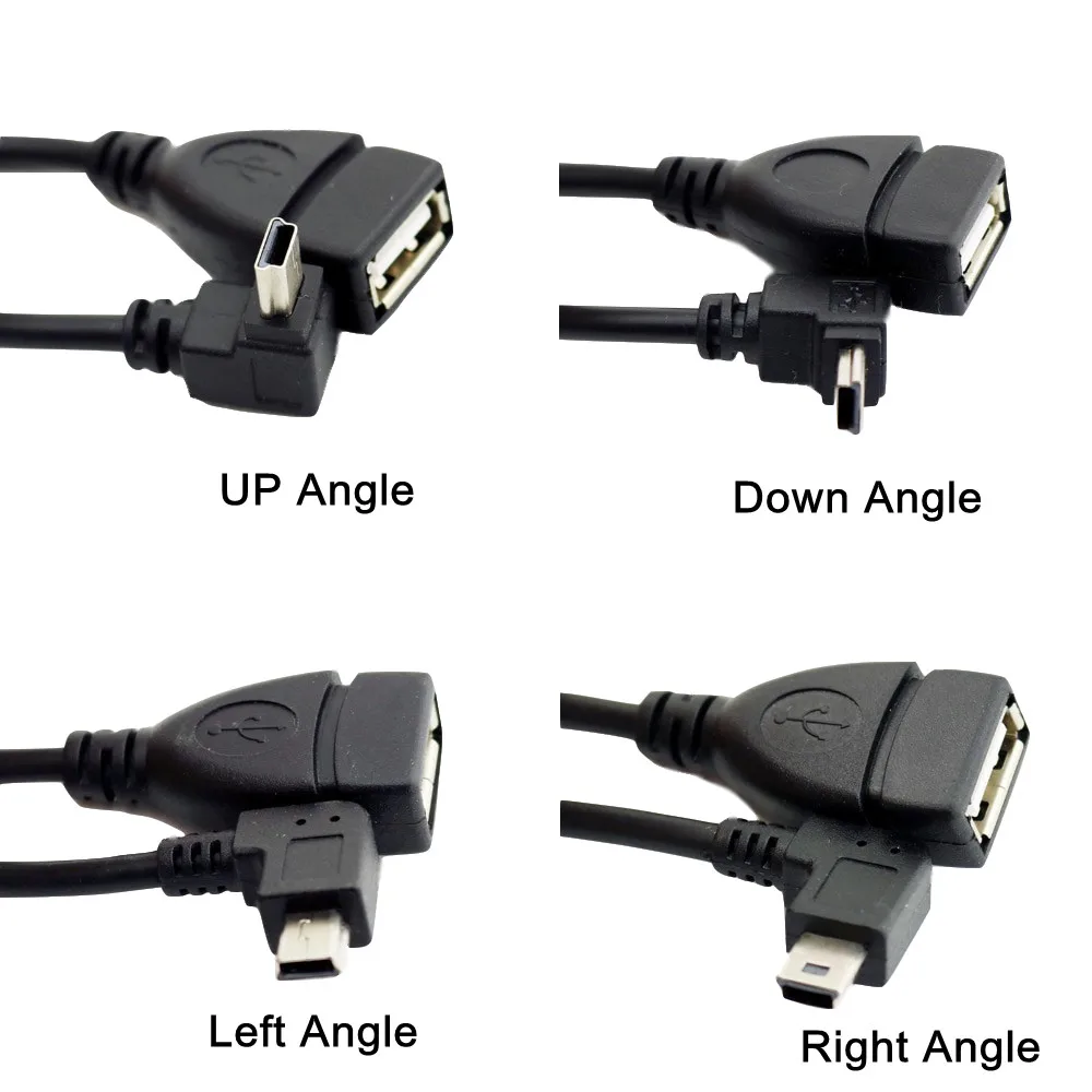 20x USB Mini 5-контактный штекер USB 2,0 Женский Джек хоста OTG Удлинительный переходник Кабель 15 см вверх/вниз/влево/вправо Угол