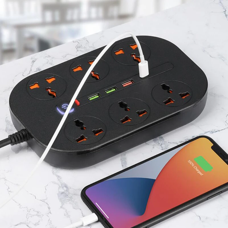 Сетевой удлинитель с 4 USB-портами и поддержкой быстрой зарядки | Электроника