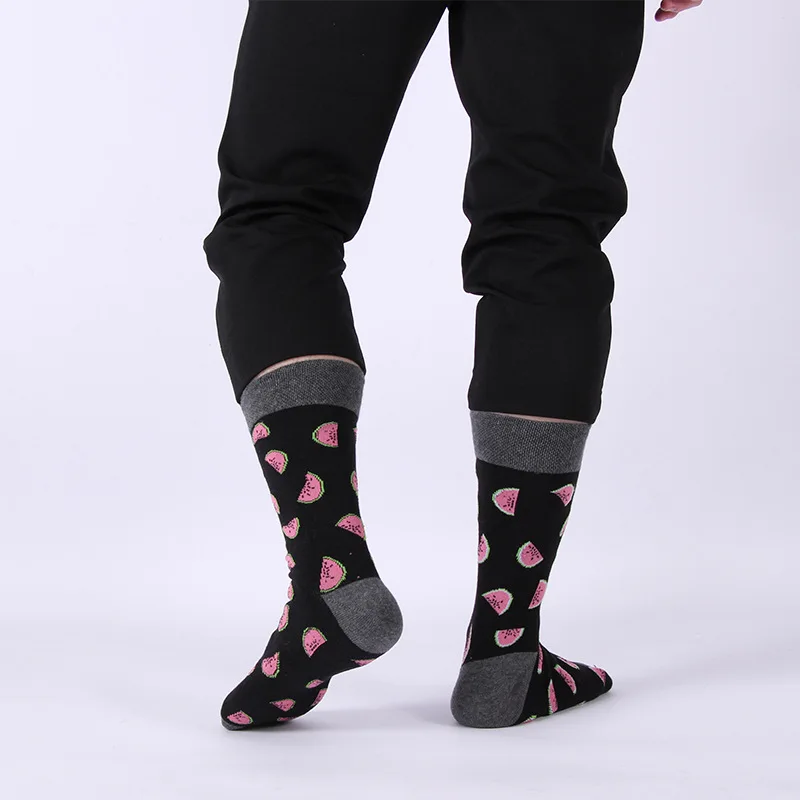 Зимние новые мужские толстые носки с фруктами для мужчин счастливые забавные