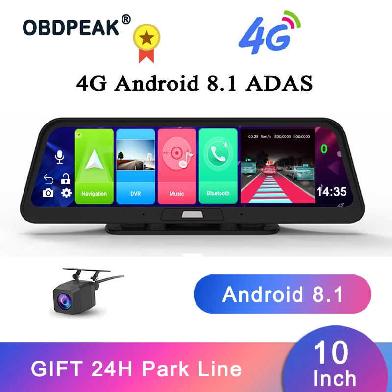 Full HD 1080P 10 &quotАвтомобильный видеорегистратор DVR Камера зеркало 2 ГБ + 32 Android Wifi GPS